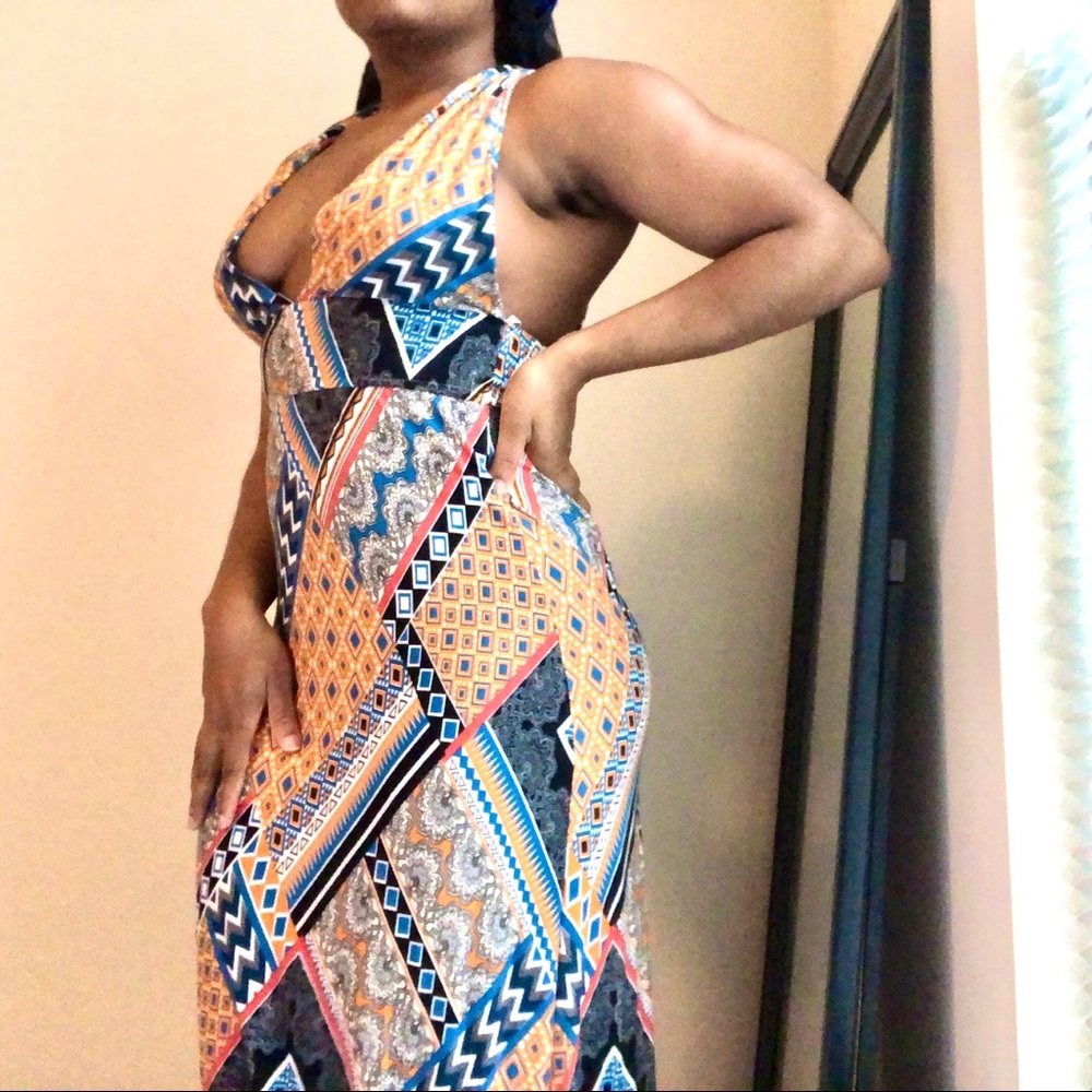 Plunging neckline summer dress